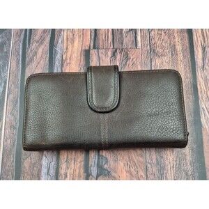 Womens Buxton Velvet Touch Leather Wallet Brown ID Cards Clutch Change Checkbook